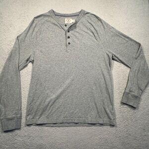 Brooks Brothers Red Fleece Henley Mens L Gray Cotton Long Sleeve Casual Shirt